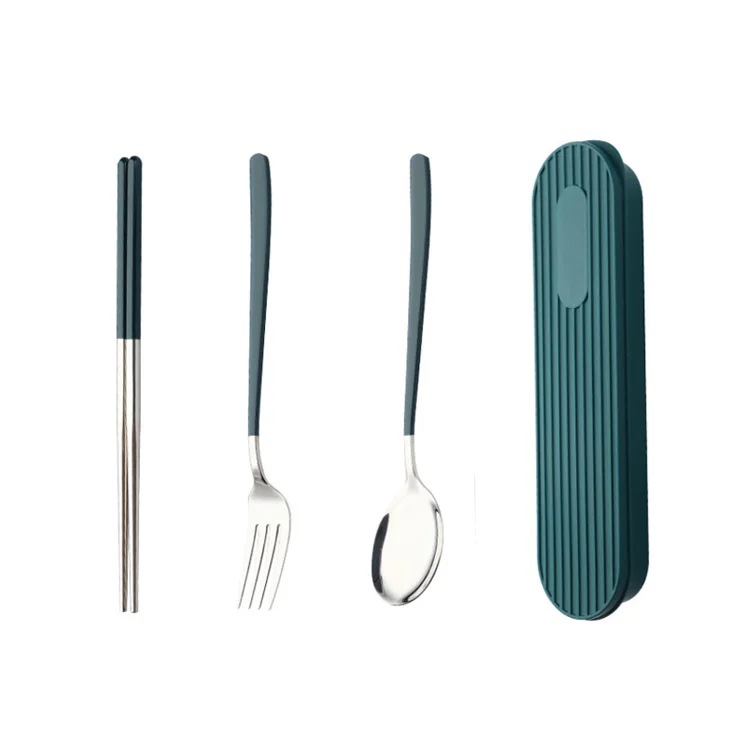 Hot Selling 3PCS/Set Camping Spoon Fork Chopsticks 304 Stainless Steel Cutlery Set with Case