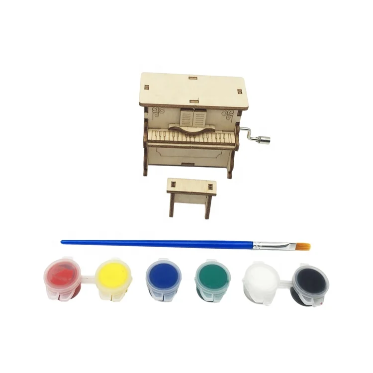 
DIY Piano Shaped Custom Music 3D Wooden Crank Music Box 