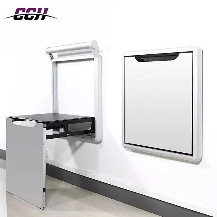 Aluminum Shoe Change Folding Chair Wall Mount Stool Ottoman Chair Space Saving Chair
