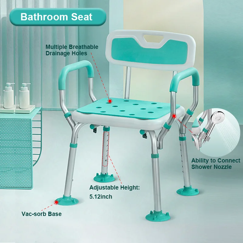 Factory Direct Adjustable Round Shower Chair with Seat for Elderly & Disabled - Bathroom Safety Stool