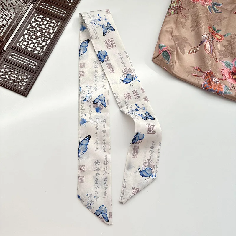 Шелковый шарф с логотипом принтом бабочек