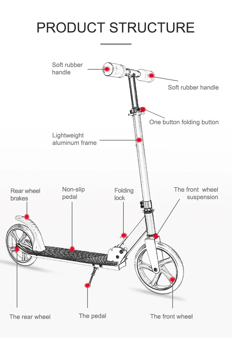 
200mm Pu Wheel Cheap Price Steel Adult Stand Kick Scooter 