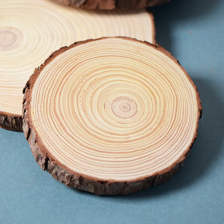 12-25 см необработанные круглые деревянные ломтики круги с корой дерева диски для декоративных деревянных ломтиков