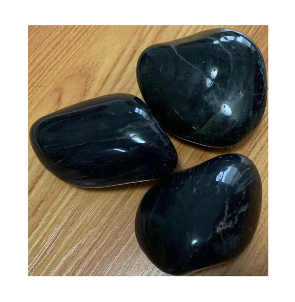 home decoration fine quality high  polish black rive stone pebbles garden park decorations
