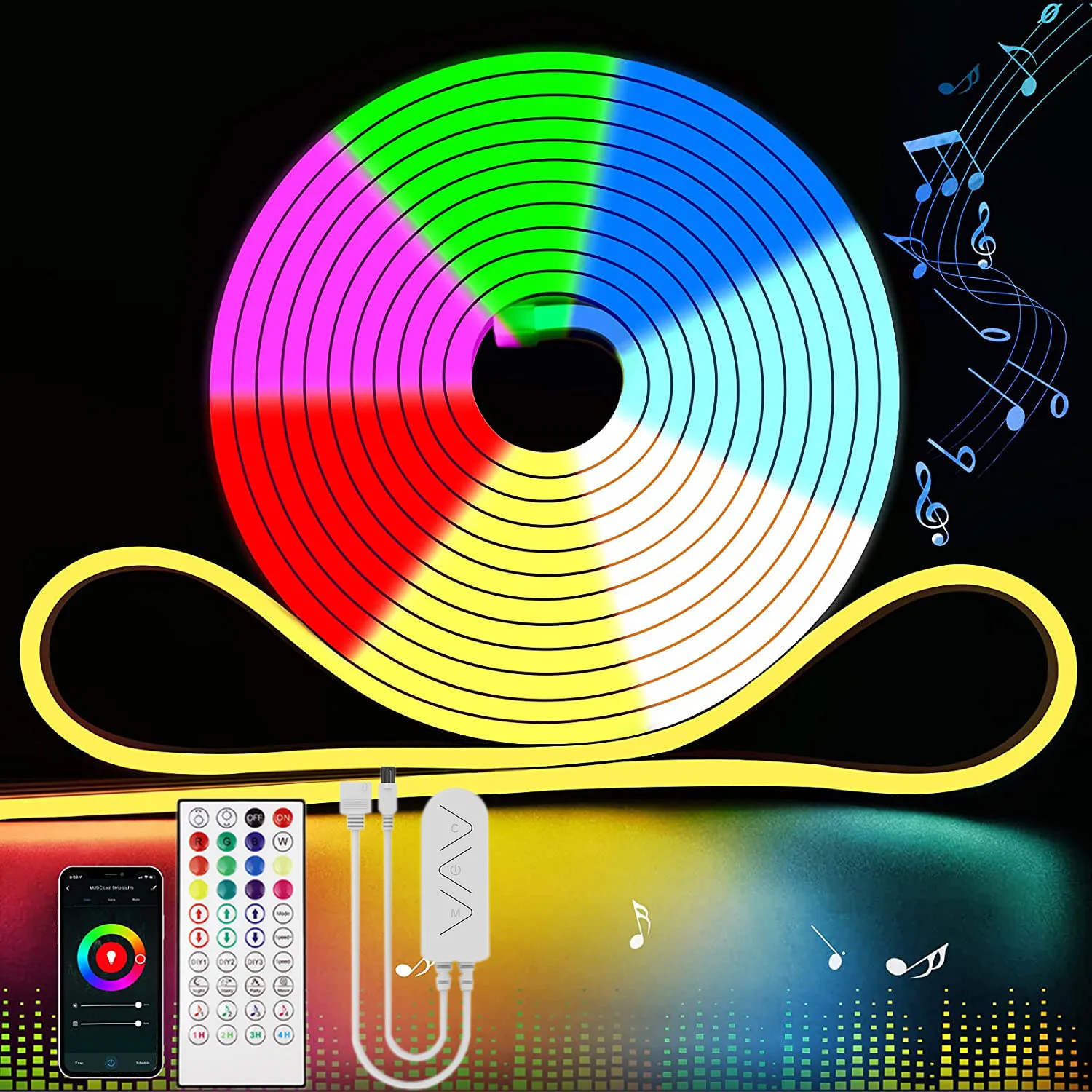 App-controlled LED flexible neon led stripe with outdoor waterproof highlight colorful RGB shape changeable silicone tube