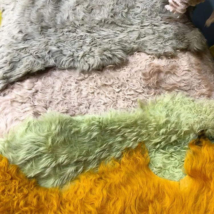 Animal skin sheepskin fur fabric for clothing long fur for shoe lining  Long Curly Fur  Hide Straight wool keep warm