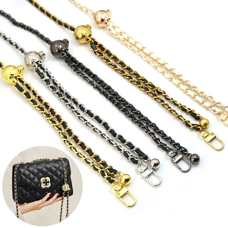 Bag Accessories Bag Chain DIY PU Leather Metal Bags Strap Adjustable Shoulder Belt Chic Golden Ball for Crossbody Replacement