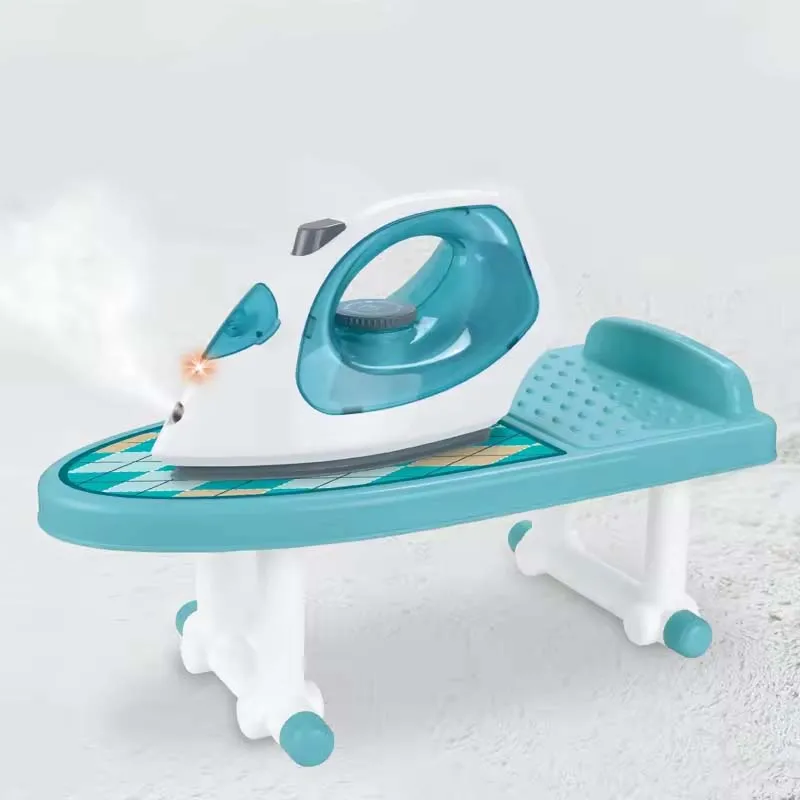 2024 Kids hot sale fun simulation ironing board set toy simulation electric spray iron toy with sound light