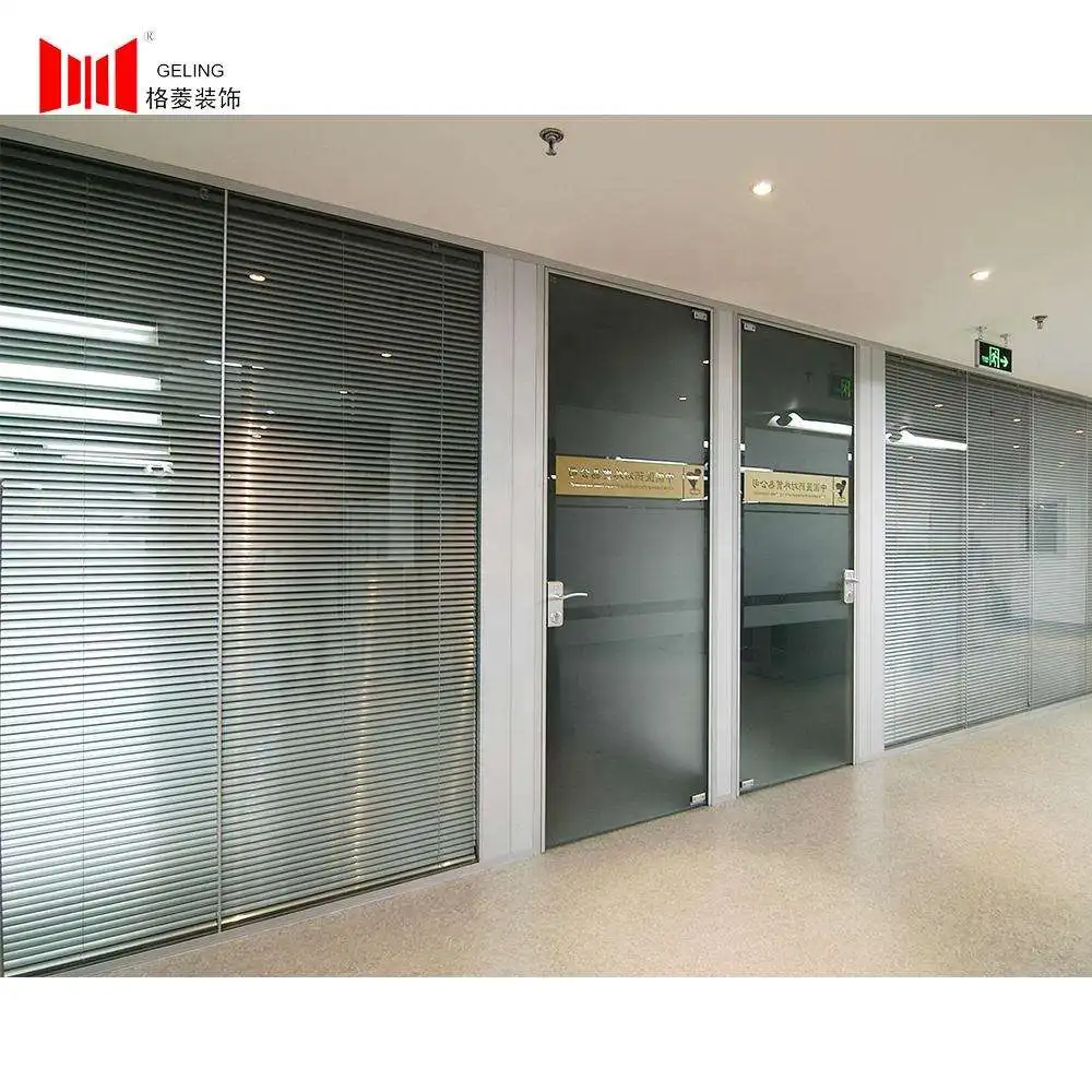 Classical double glass aluminum sound proof modular cheap price fixed detachable office partition wall
