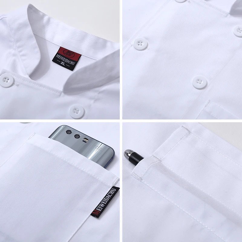 Chef Jacket Asian Restaurant Uniforms Shirt Chef Coat Full Black, Short Sleeve Mesh Customization