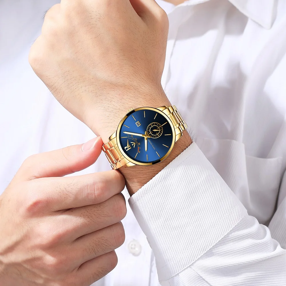  Мужские часы NIBOSI Relogio Masculino Relojes 2020 золотые мужские роскошные спортивные кварцевые ведущей марки деловые водонепроницаемые