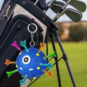 18 Holes Golf Ball Tee Holder With Keychain Carabiner Golf Tee Holder Golf Bag Accessories For Putting Hitting Swing Training
