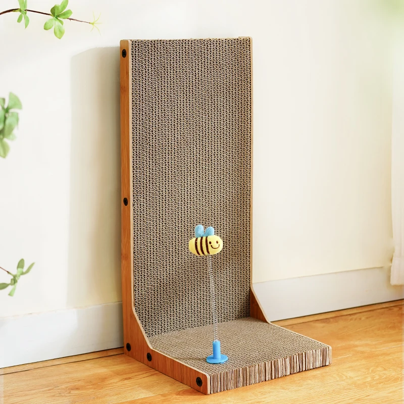 L Shape With YOYO Toy Wholesale Cat Toys Corrugated Paper Cat Scratcher Multi-function Detachable New Designed