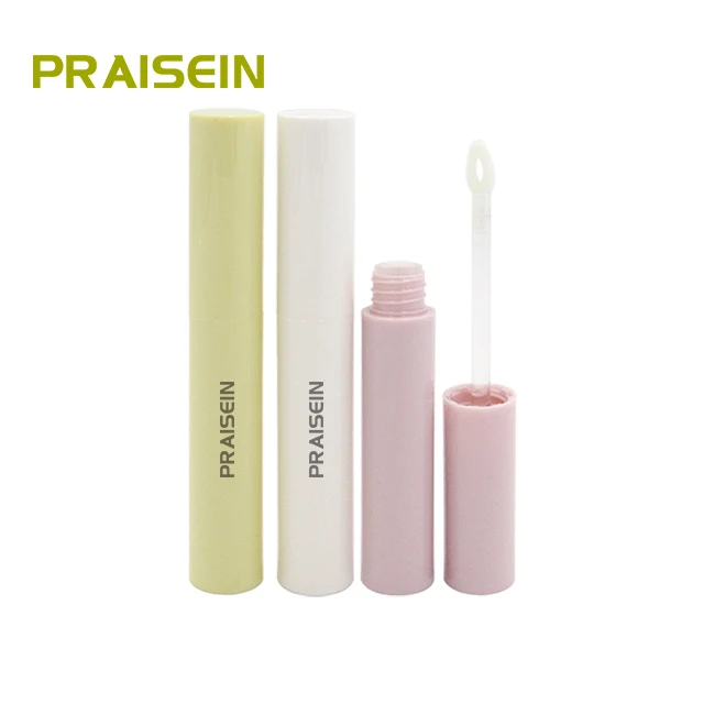 3ml cosmetic empty lip gloss tube with brush packaging wholesale round lip gloss container plastic tube