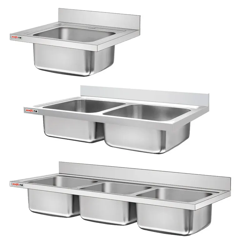 Restaurant Single Sink Counter Top/Heavy Duty Inox Sink 3 Bowl/commercial hand Laundry Sink Wash Board Manufacturer