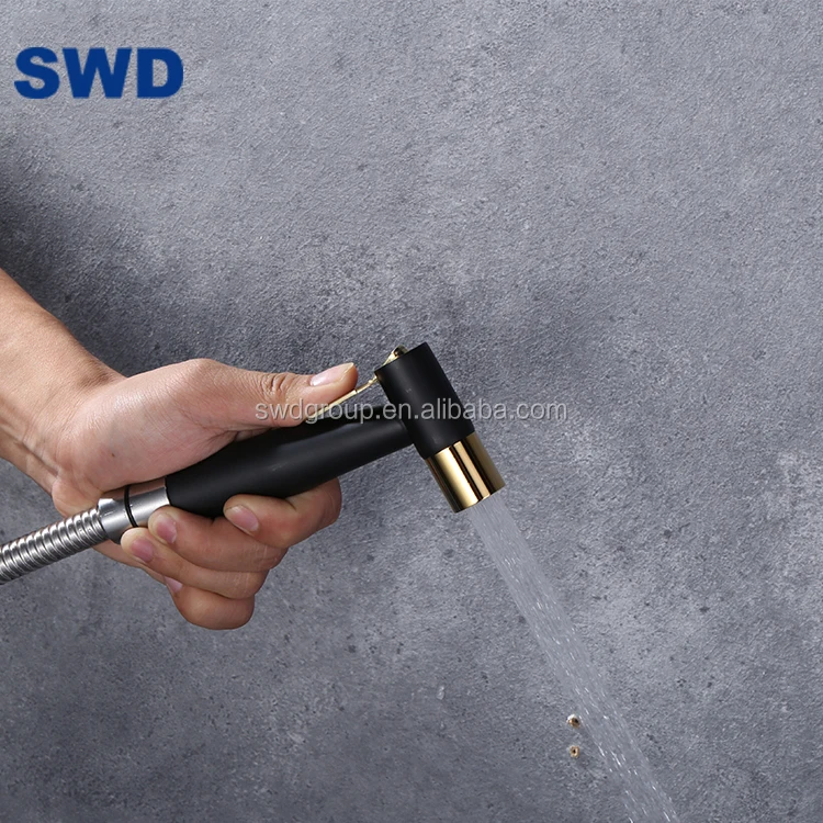 Flexible Shower Hose With Epdm Inner Hose  Black And Gold Handheld Diaper Sprayer Hygienic Toilet Jet  Bidet Spray