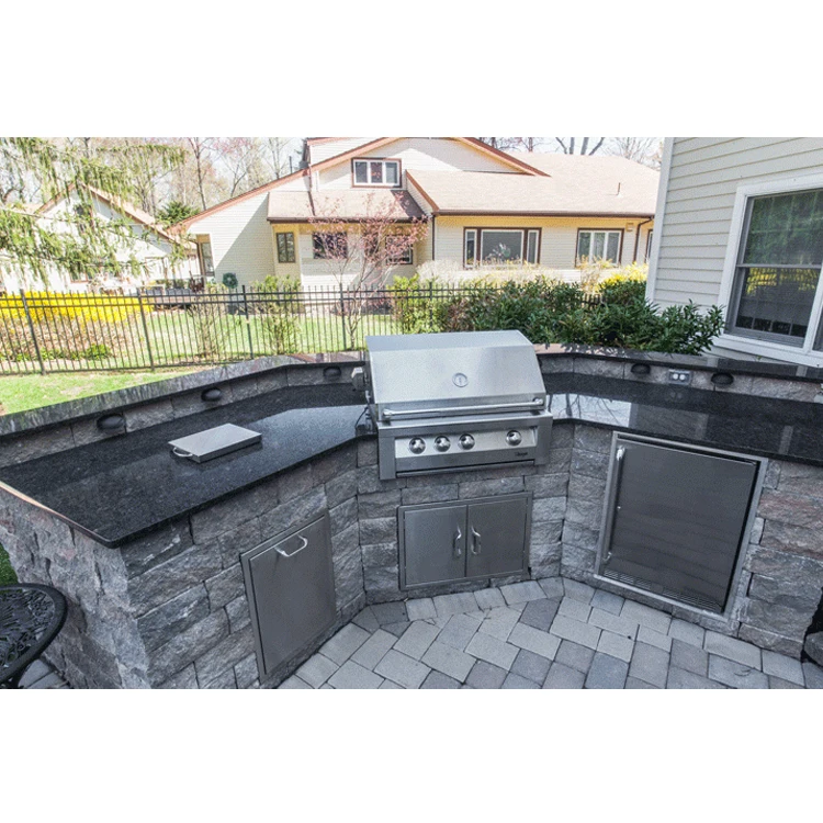 BBQ grill kitchen worktop stone island top barbecue black granite countertop outdoor kitchen