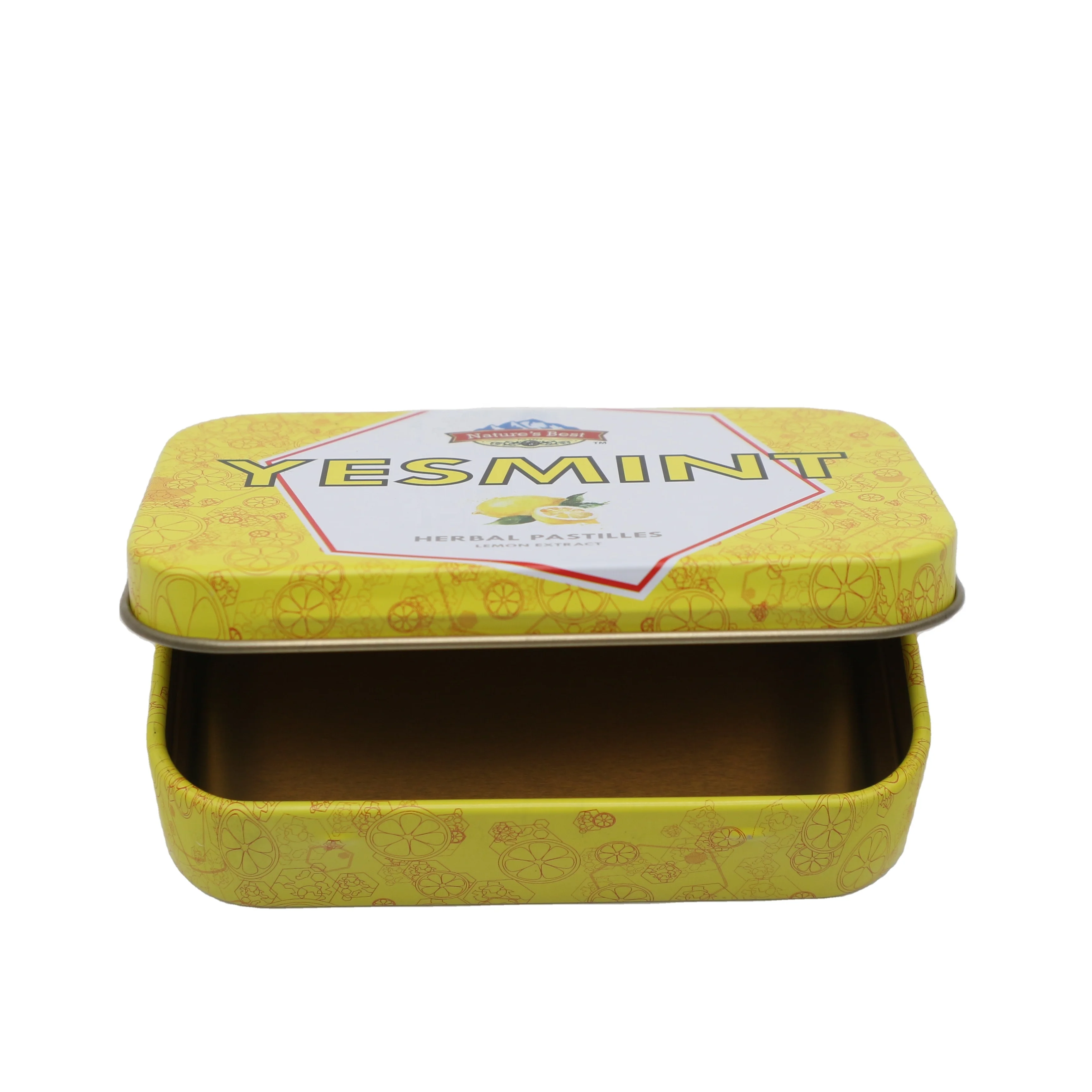 Custom Small Empty Rectangular Round Metal Boxes Can Packaging With Lid For Tea Candle Gift Candy Food Container Hinge Tin Box