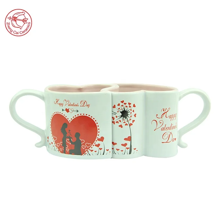Valentines Day heart shape coffee souvenir vintage ceramic decal mugs custom made mugs ceramic design sublimation couple mug set
