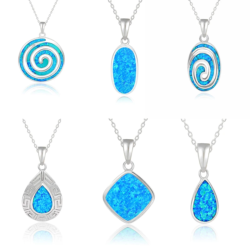 XYOP оптовая продажа, индивидуальные геометрические ювелирные изделия из стерлингового серебра 925 пробы, кулон с синтетическим опалом, ожерелье, драгоценные женские ювелирные изделия