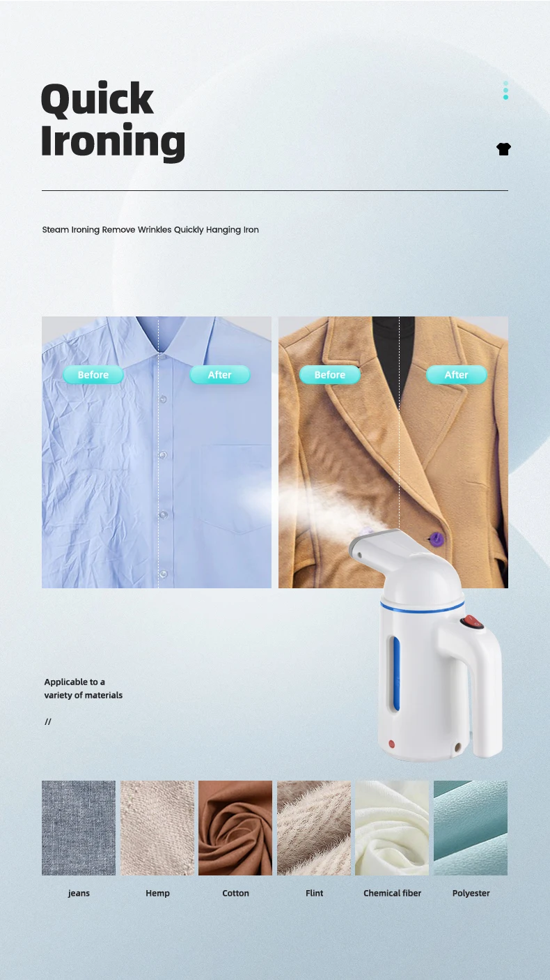 Wrinkle Remover Mini Hand Portable Travel Size Garment Clothing Steamer Steam Iron