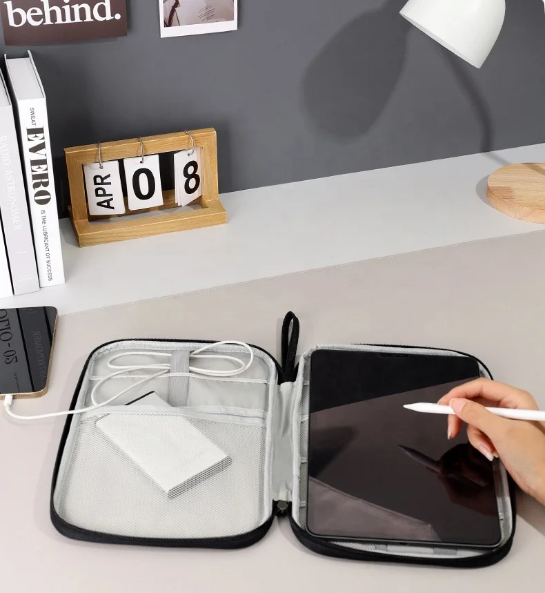 Pu Leather Business Zipper Electronic Organizer Travel 11 Inch Laptop Tablet Sleeve Carrying Case Bag