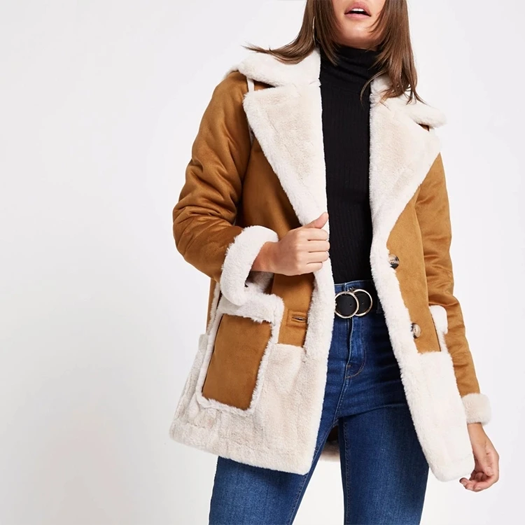 Wholesale Suede Fur 100% Polyester Winter Coat For Women