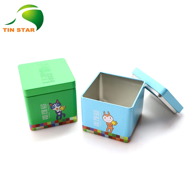 Portable Food Grade Square Empty Metal Tea Can Tin Box With Lid