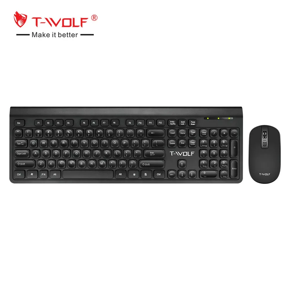 Customized New Product TWOLF Customized SPANISH RUSSIAN keyboard and mouse wireless office keyboard and mouse combo for daily