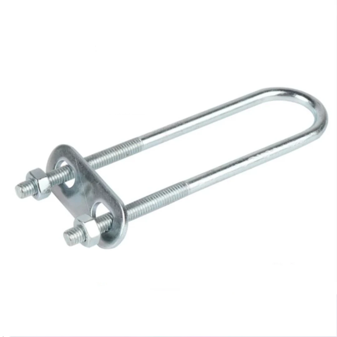 Two Holes 304 Stainless Steel carbon Steel U-shaped Clip Baffle Plate Clip Pipe Band Clamp For U-shaped Bolt