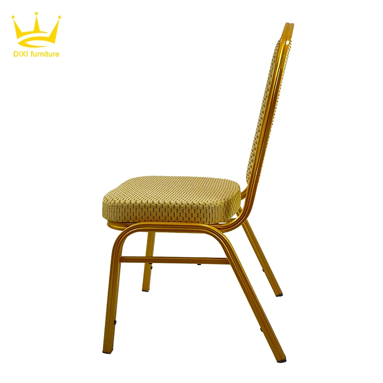 Modern Party Banquet Event Din Chair Aluminum Gold Hall Hotel Chair Stackable Wedding Banquet Chair for Sale