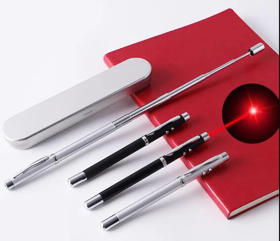 4 in 1 multi-functions Infrared telescopic teaching whip pen Led laser indicator pen LED teaching baton