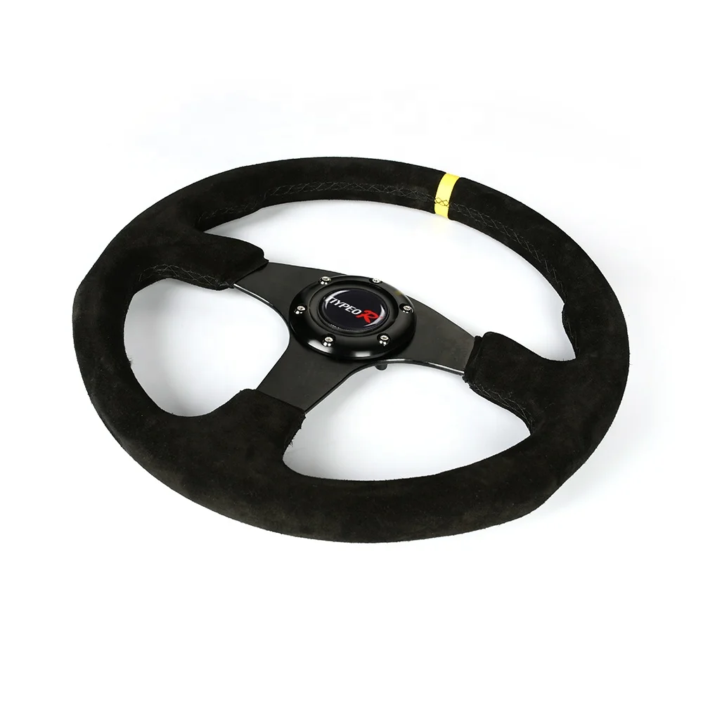 350mm aluminum bracket suede leather steering wheel