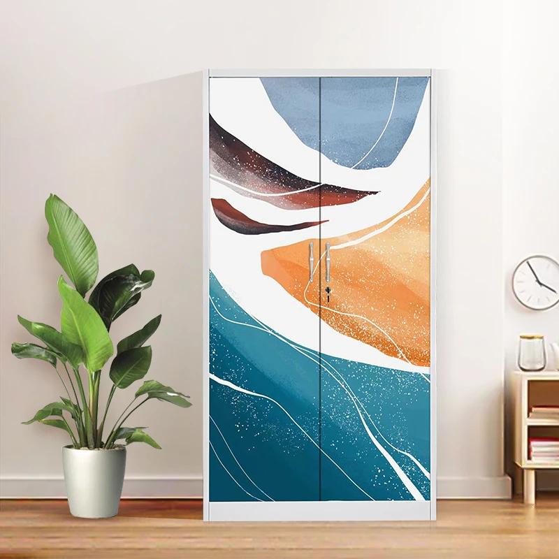 Customized Modern Kd Beige Color Bedroom Clothes Storage Cabinet 3 Door Steel Armoire Closet Metal Wardrobe Locker With Mirror