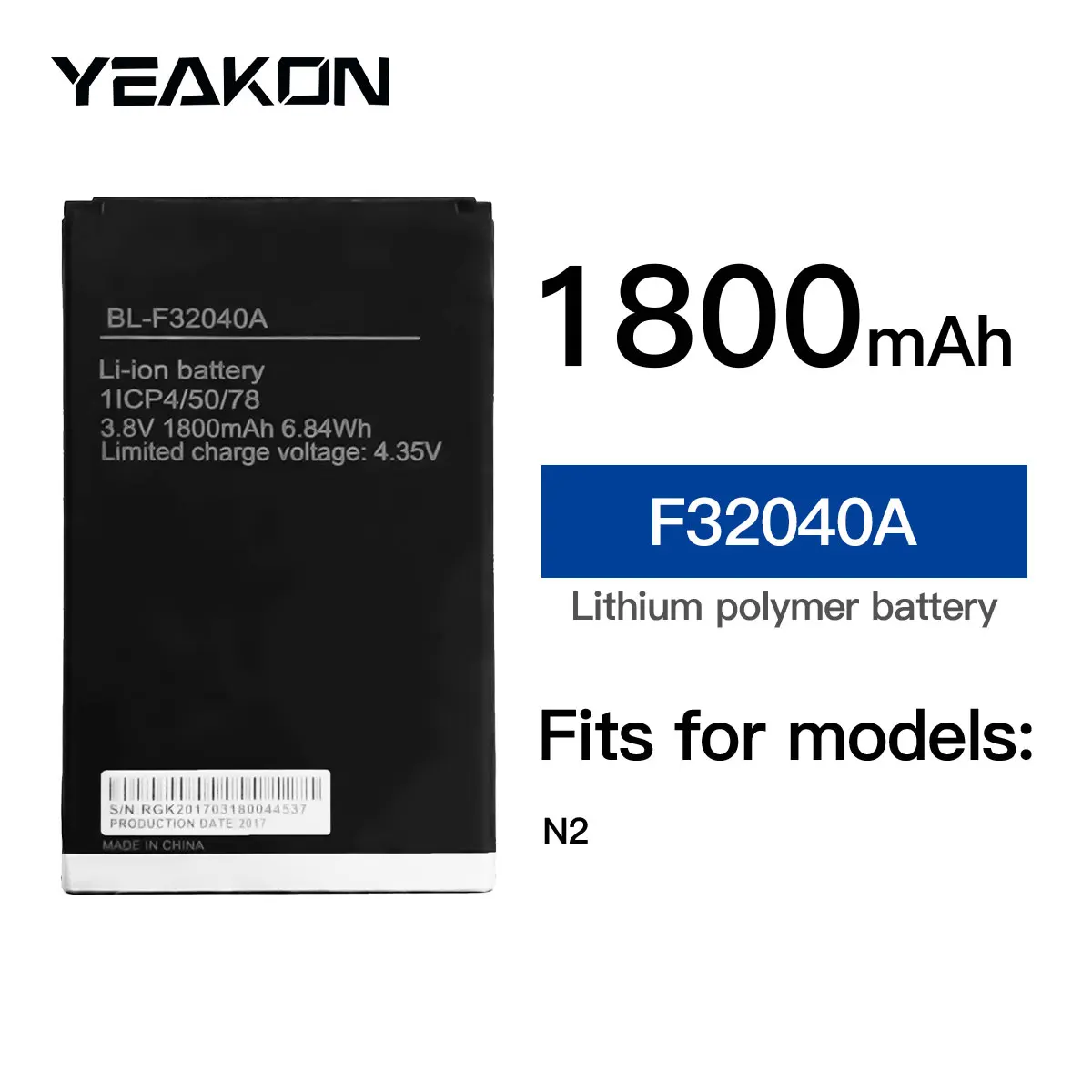 BL-F32040A 100% Original cell phone rechargeable battery for Tecno N2 3.8V 1800mah Lithium mobile phone battery