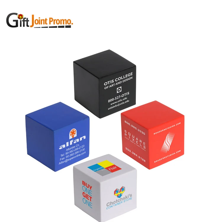 Promotional Personalized LOGO PU Foam Stress Relief Cube Ball Anti Stress Cube