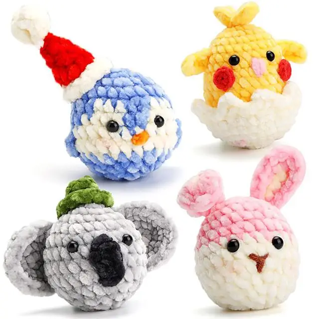 new products 2024 Hot Selling Knitting & Sewing Cute Animal Diy Key-chain Beginners Crochet Kit Hooks Yarn Set