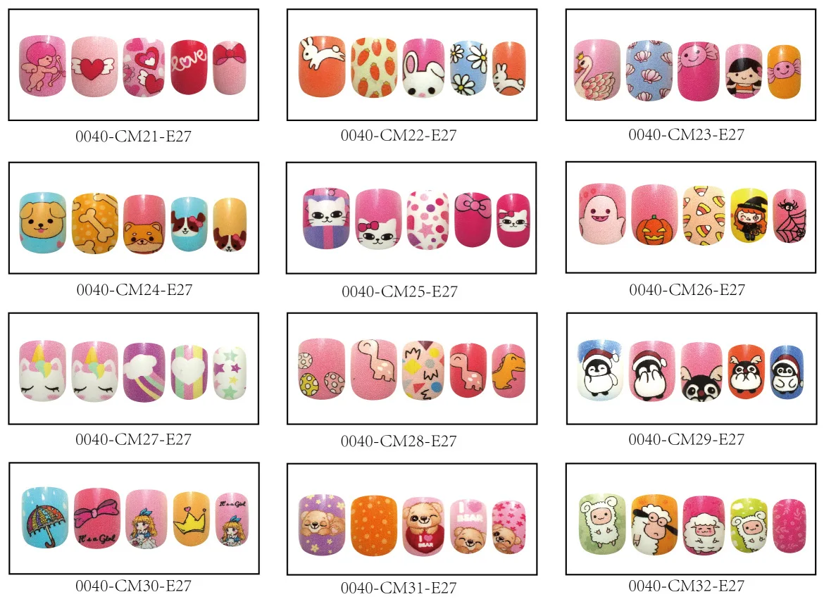 Wholesale False Nail OEM Custom Design Children Cute Pattern Kids Press On Nails Kids Nail Art