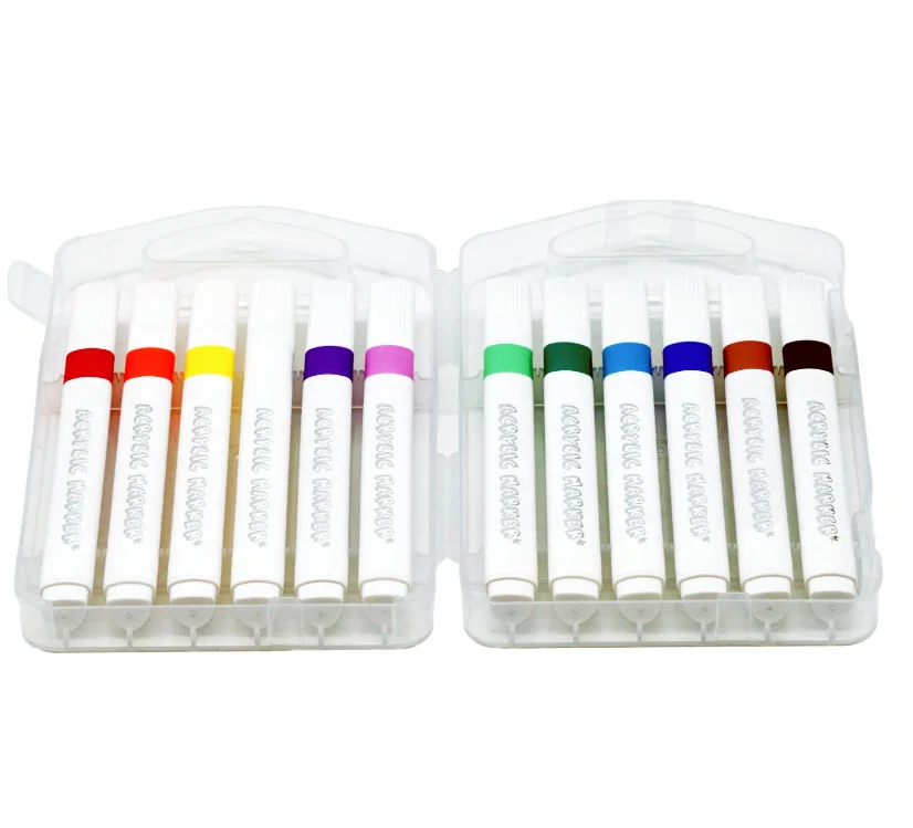 12-Color Acrylic Paint Marker Pens Non-Toxic Permanent Ink for Wood Canvas Stone & Rock Painting for kids