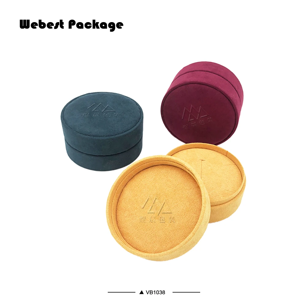 Webest упаковка замшевые тканевые бархатные круглые шкатулки для ювелирных изделий розовые шкатулки для ювелирных изделий любого цвета