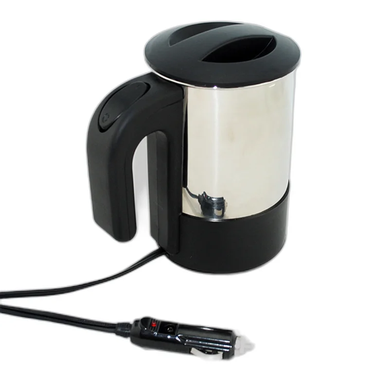 12v 24v Dual Voltage Adjustable 0.5 Litre Stainless Steel Car Truck Electric Kettle for Boiling Drinking Water