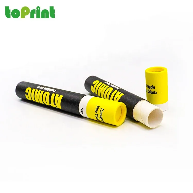 
Biodegradable Custom Printing Slim Cardboard Cylinder Black Round Paper Box For E-Cigarettes Cbd Vape Pen Packaging 