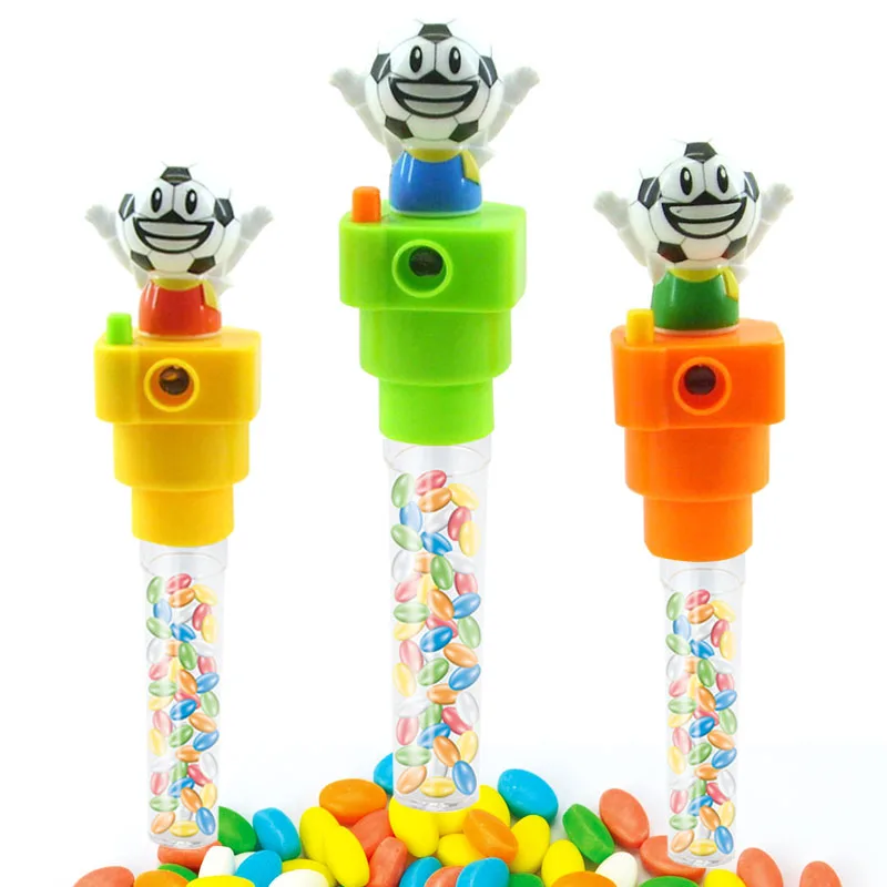 Plastic Happy Football Player Camera Viewer Toys with Empty Candy Container Candy Toys with golosinas