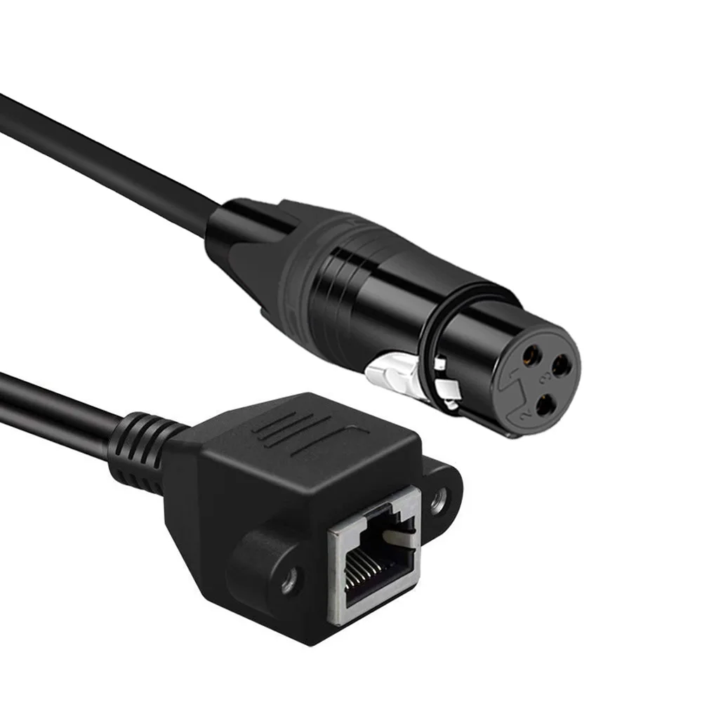 3Pins XLR female Line Switch Network Port Audio Converter to RJ45 Connect Microphone Stage Light Signal Transmission DMX cable