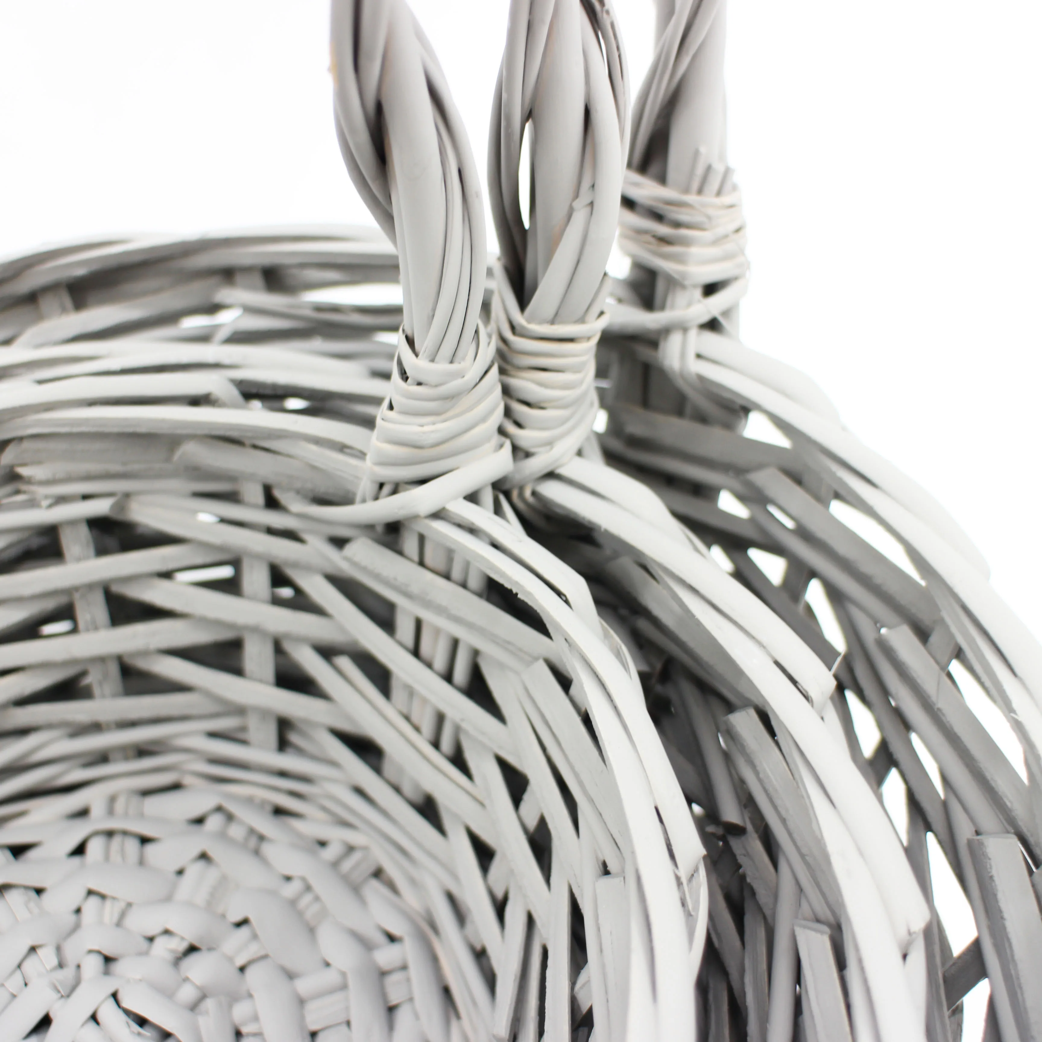 Handmade storage basket made of gray natural willow woven flower basket