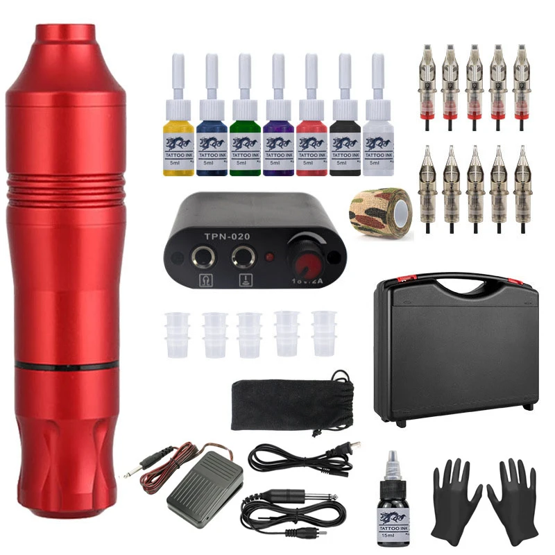 Tattoo Machine Pen Tattoo Gun Kit Power Supply Rotary Pen With Needles Tools  Permanent Makeup Machine For Tattoo Beginner Sets