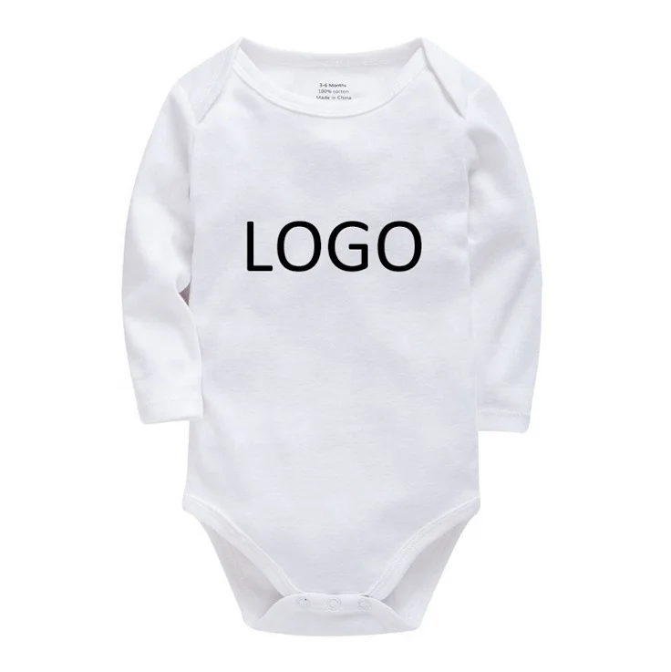 
Amazon hot sale Unisex Baby Custom Logo 100% Cotton Long-Sleeve Bodysuits 