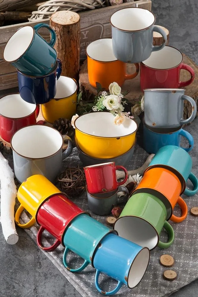 Happy Go FOB can be customized mail box wholesale coffee mug vintage printed custom ceramic enamelled new bine china cup