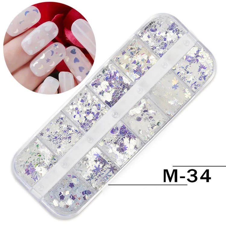 Mixed Shiny Blasting Nail Acrylic Powder Nail Glitter Stickers