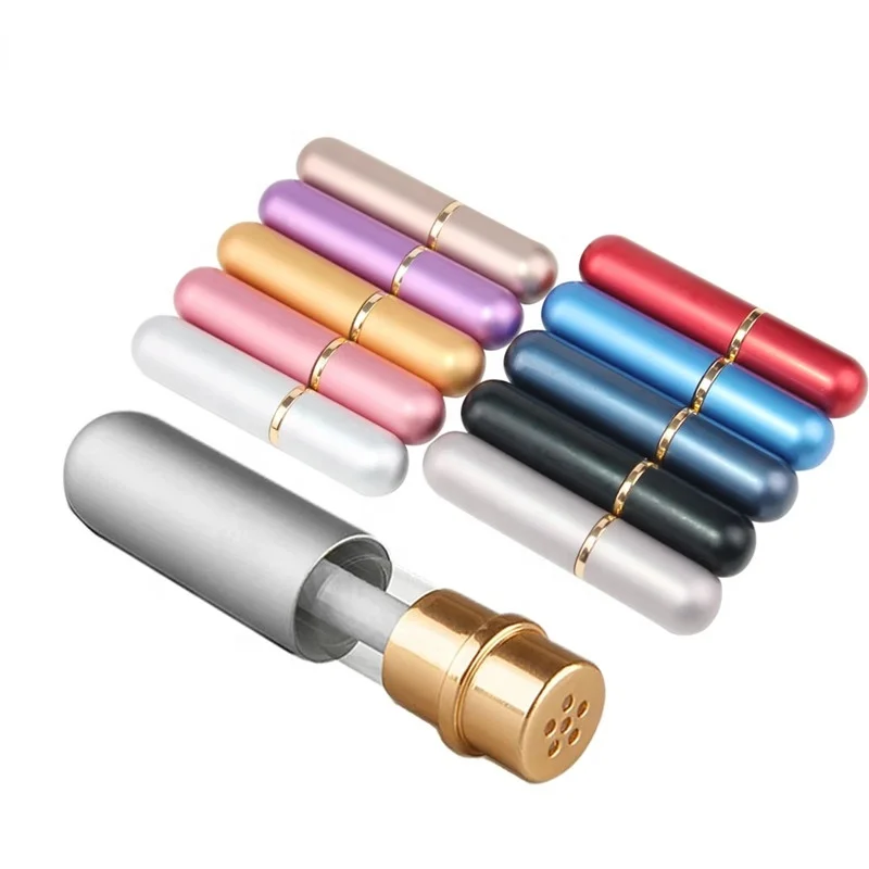 10 Colors Aromatherapy Aluminum Blank Nasal Inhaler Tube Bottle, Nasal Inhaler Stick With Wicks For Essential Oils